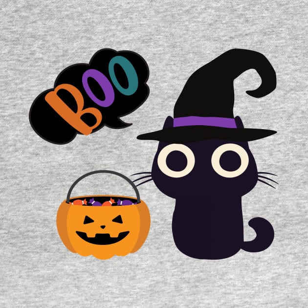 Cute Halloween Black Cat by Binsy